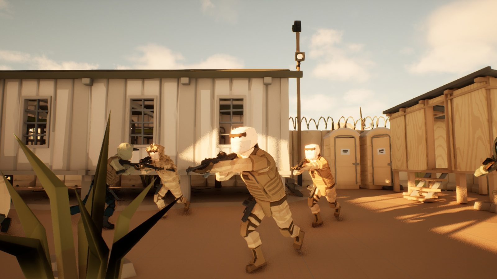 An Einherjar squad moving out from the barracks at FOB Kestrel